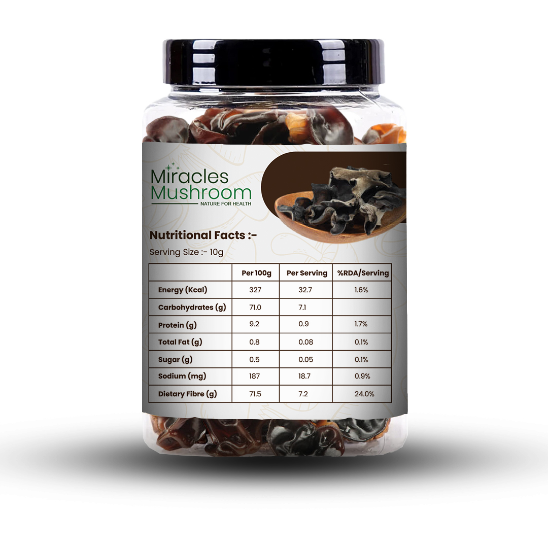 Miracles Mushroom's Dried Wood Ear (Black Fungus) Mushrooms 100g
